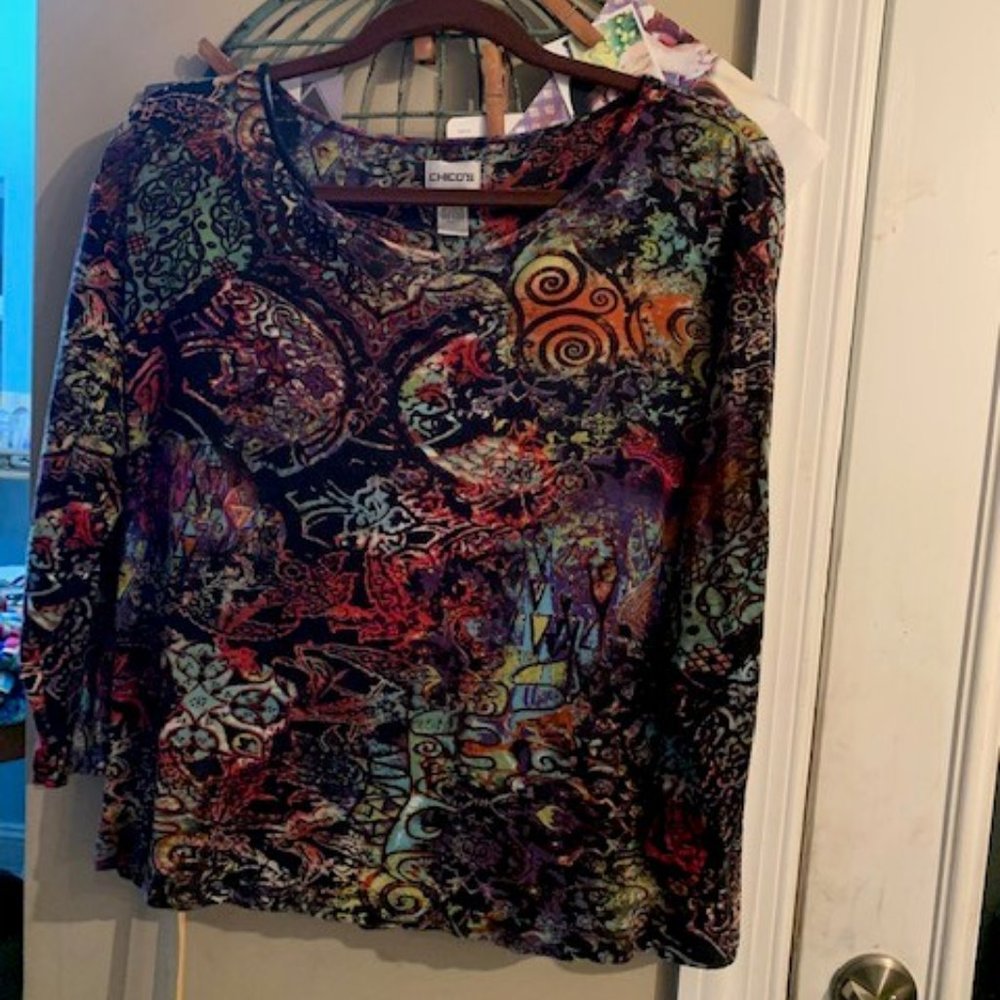Chico's Multicolor   Size 3 Pattermed Women's  Top